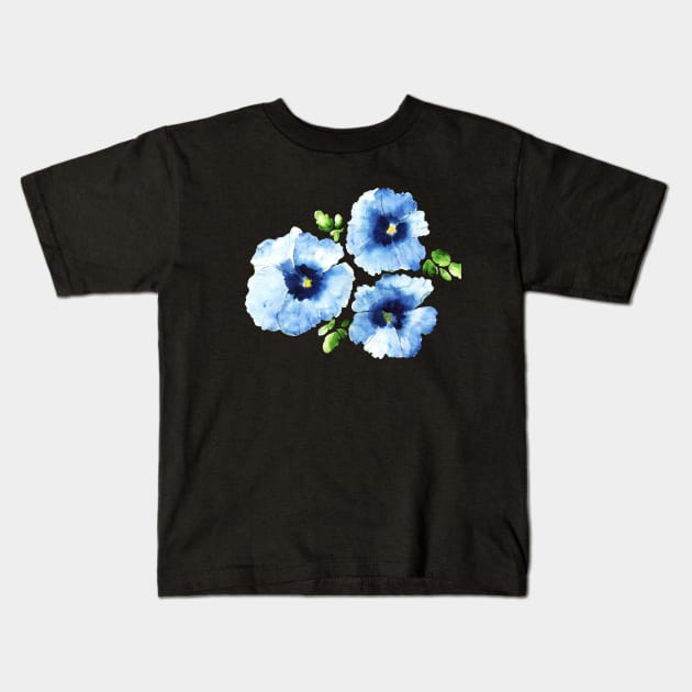 Pansy Flower Watercolor Painting Kids T-Shirt by Ratna Arts